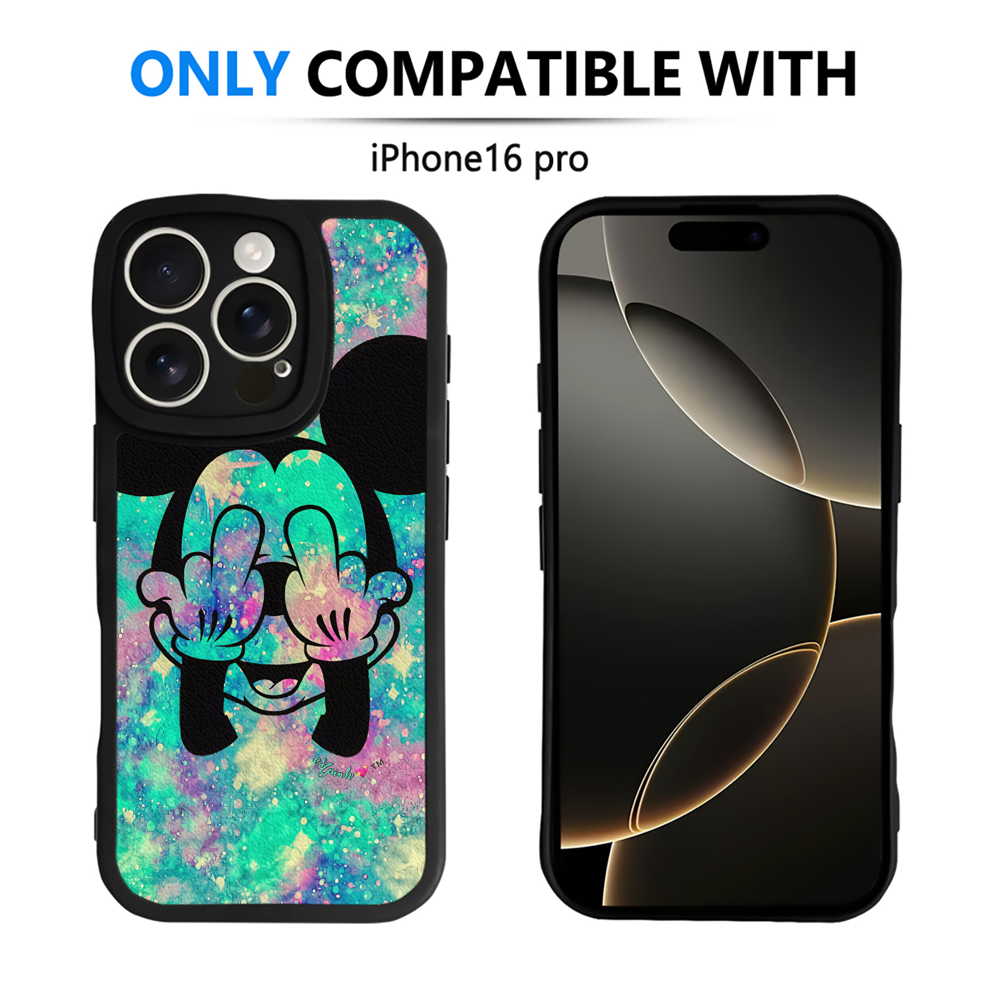 （画像用） ミッキーマウス Mickey Mouse 【iPhone 16シリーズ対応】シリコンスマホケース（レザー調） 材質：シリコン
